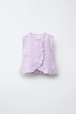 BLOUSE À VOLANTS 100 % LIN