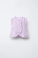 BLOUSE À VOLANTS 100 % LIN