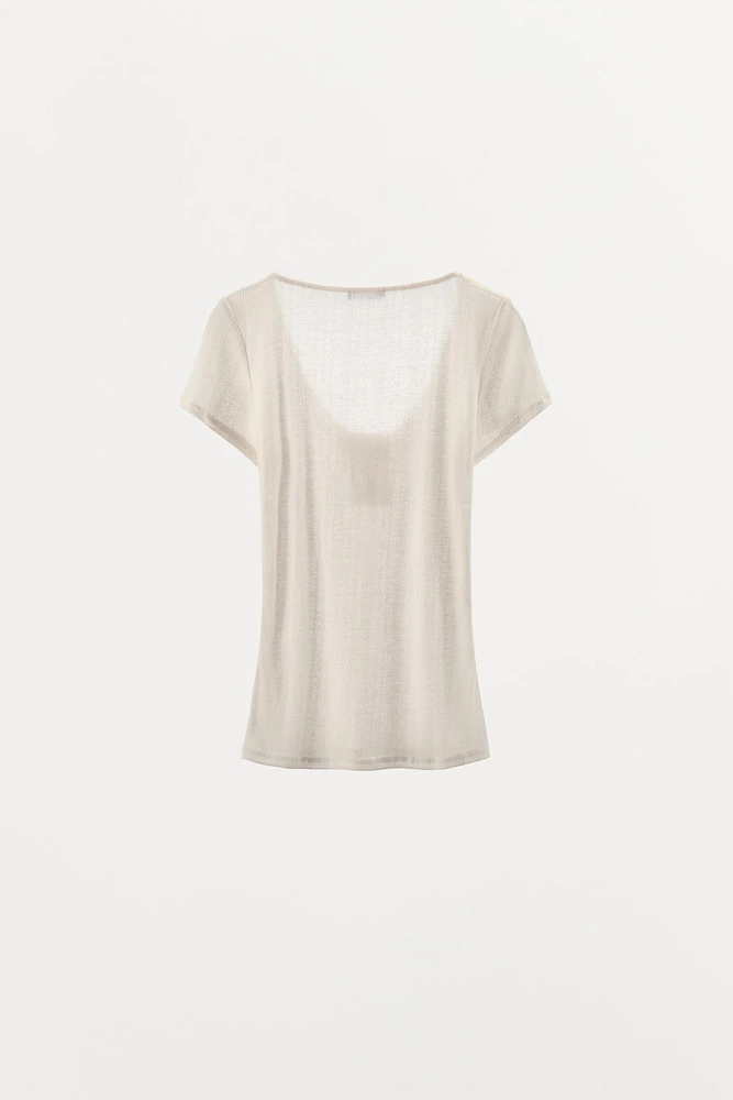 SATIN BOW POINTELLE TOP