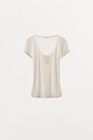 SATIN BOW POINTELLE TOP