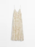 Robe midi bretelles froncées
