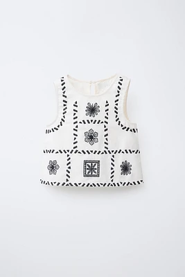 EMBROIDERED LINEN TOP