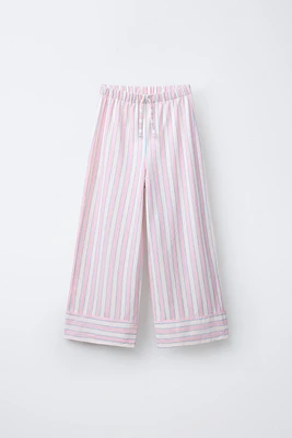 PANTALON À JAMBES LARGES RAYURES