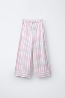 PANTALON À JAMBES LARGES RAYURES