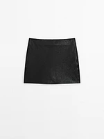 Textured nappa leather mini skirt