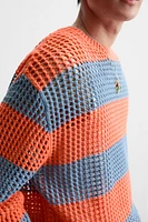 PULL STRUCTURÉ EN RÉSILLE À RAYURES