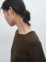 Purl knit cutwork sweater