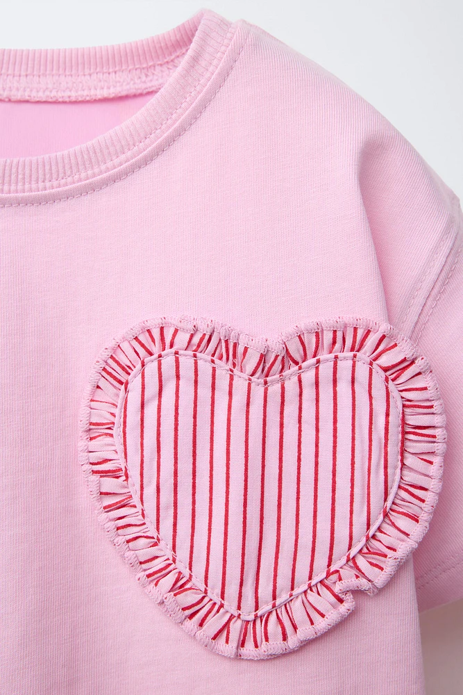 PRINTED HEART PATCH T-SHIRT