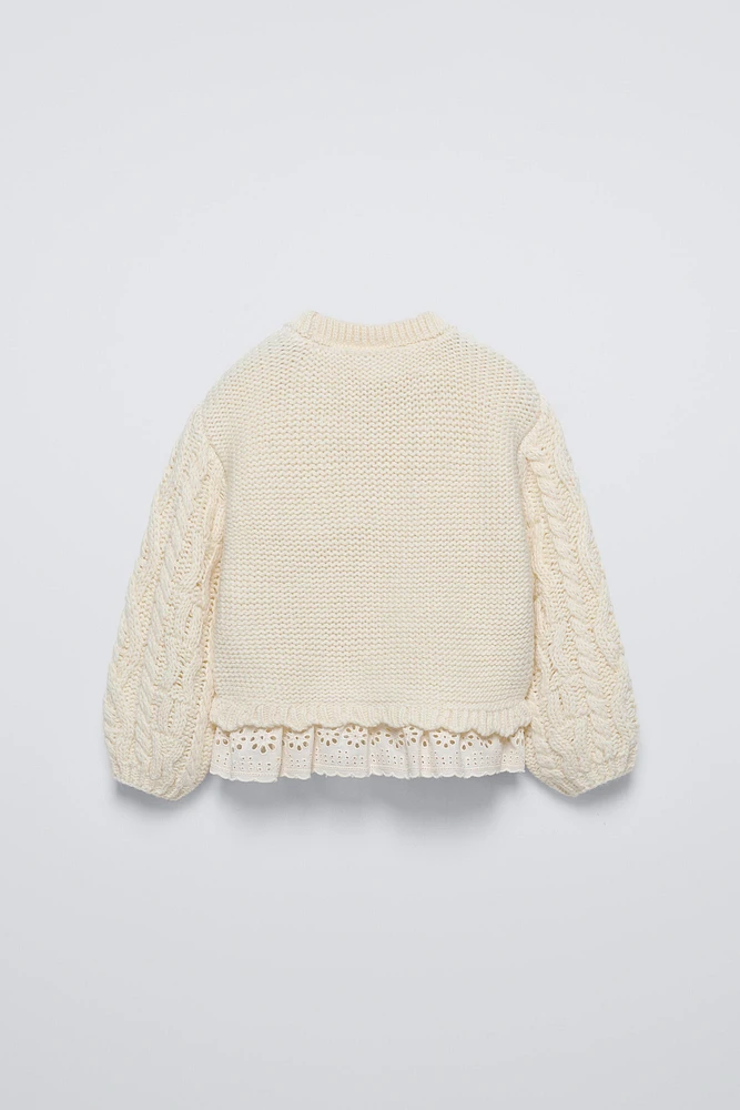 LACE TRIM KNIT SWEATER