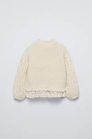 LACE TRIM KNIT SWEATER