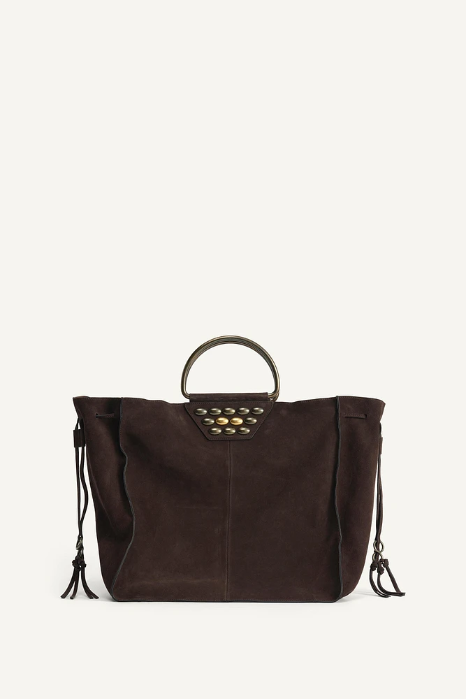LIMITED EDITION SUEDE STUDDED CITY BAG
