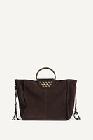 LIMITED EDITION SUEDE STUDDED CITY BAG