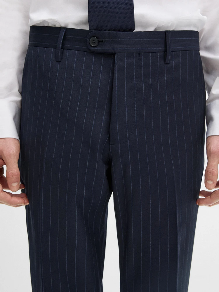 100% wool striped suit trousers