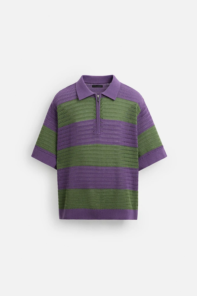 POLO EN MAILLE À RAYURES TEXTURÉ