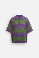 POLO EN MAILLE À RAYURES TEXTURÉ