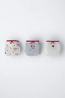 2-6 ANS/ LOT DE TROIS CULOTTES CŒURS