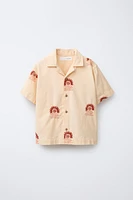 LINEN BLEND EMBROIDERED SUN SHIRT
