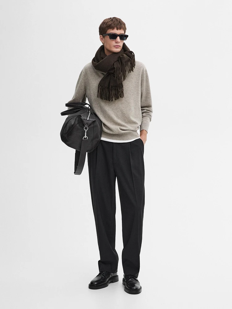 100% wool knit polo sweater