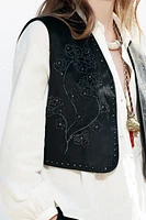 SPARKLY FAUX SUEDE VEST