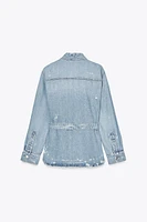 RIPPED TRF DENIM OVERSHIRT