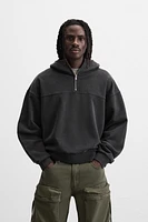 WASHED QUARTER-ZIP HOODIE