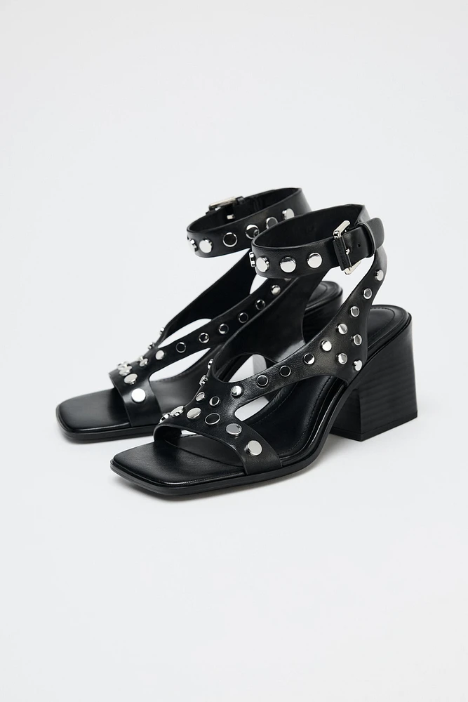 HIGH-HEEL STUDDED SANDALS