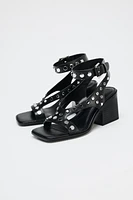 HIGH-HEEL STUDDED SANDALS