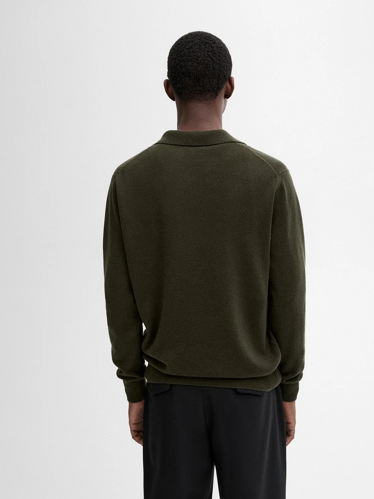 Wool blend polo collar sweater