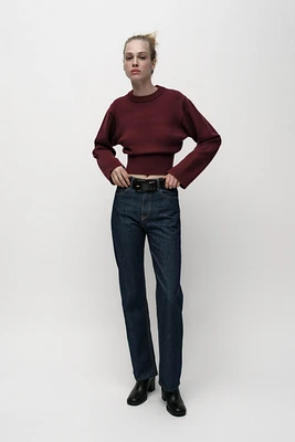 PULL EN MAILLE UNI À MANCHES LARGES