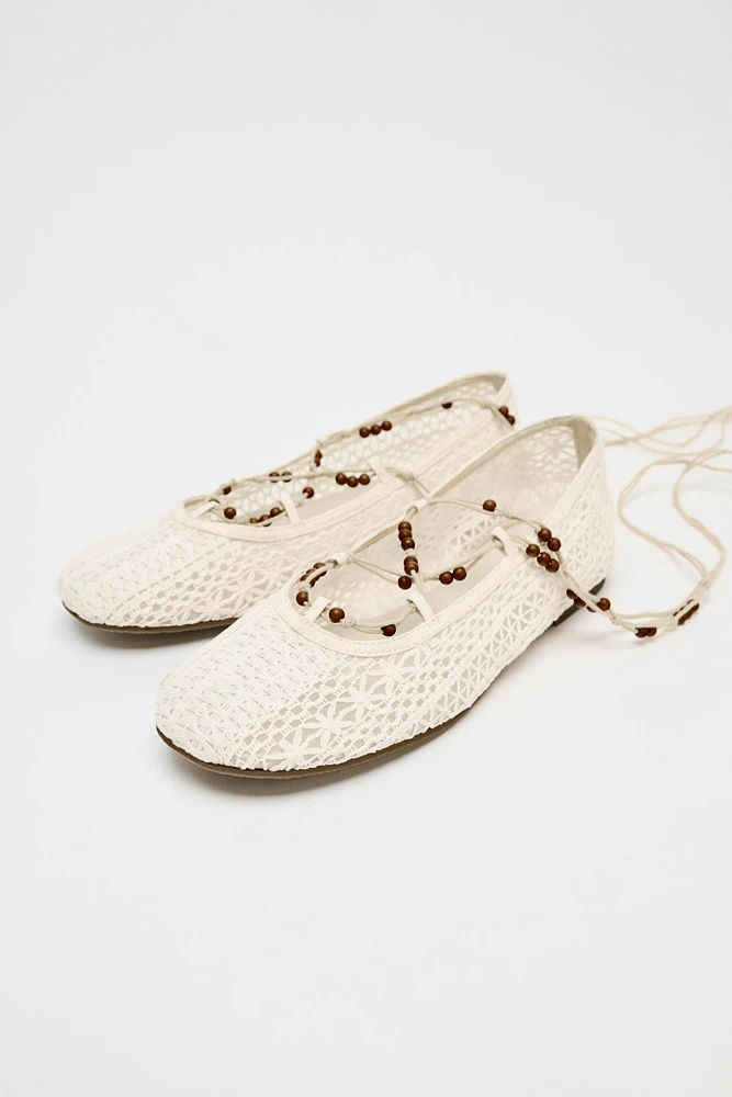BALLERINES EN TISSU CROCHET ET DÉTAILS FANTAISIE