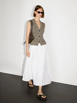 Mouliné knit V-neck vest