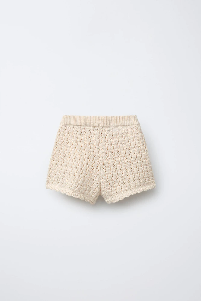 BEADED KNIT SHORTS