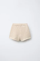 BEADED KNIT SHORTS