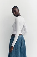 T-SHIRT COTON MODAL MANCHES LONGUES