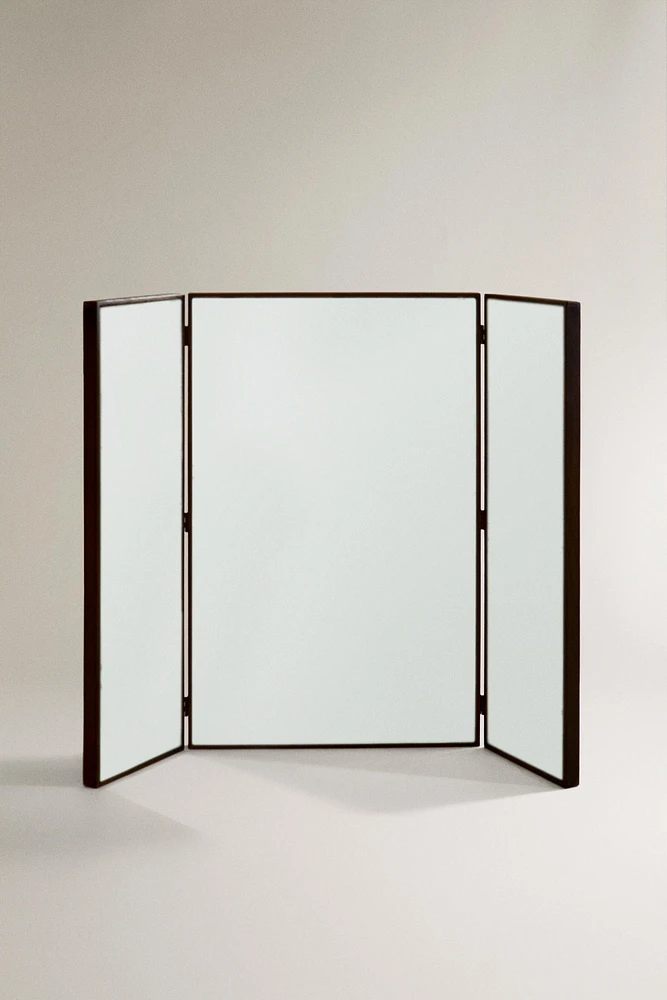 TRIPTYCH WOODEN MIRROR