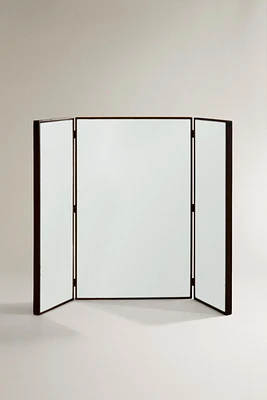 TRIPTYCH WOODEN MIRROR