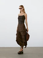 Midi skirt with ruffle detail