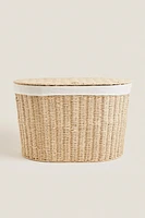 OVAL FABRIC-LINED LAUNDRY HAMPER