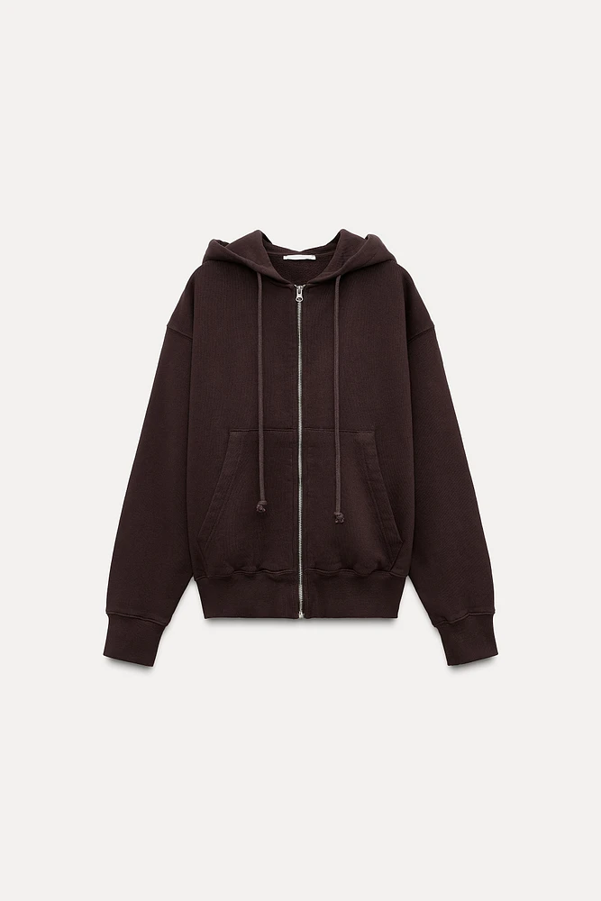 SWEAT ZIPPÉ EFFET DÉLAVÉ