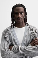 CONTRAST RIBBED CARDIGAN