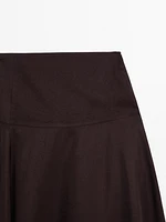 Satin midi skirt with yoke detail