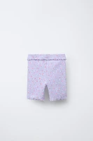 PACK OF TWO FLORAL RIBBED BIKER LEGGINGS