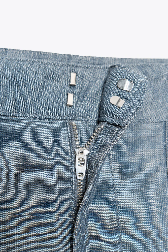 PANTALON JAMBES LARGES AVEC LIN ZW COLLECTION