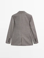 Blazer chiné croisé en laine mélangée