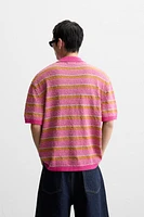 POLO EN MAILLE À RAYURES TEXTURÉ