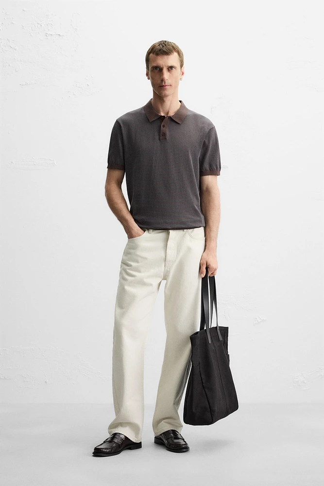 POLO EN MAILLE JACQUARD À RAYURES