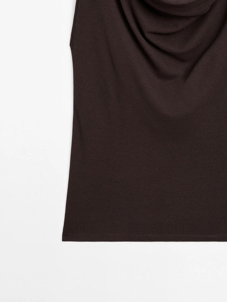 Top encolure drapée 100 % coton