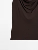 Top encolure drapée 100 % coton