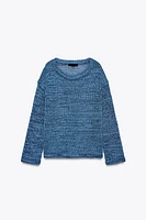 RIBBON TRIM KNIT SWEATER