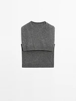 Veste sans manches avec pull en laine mélangée